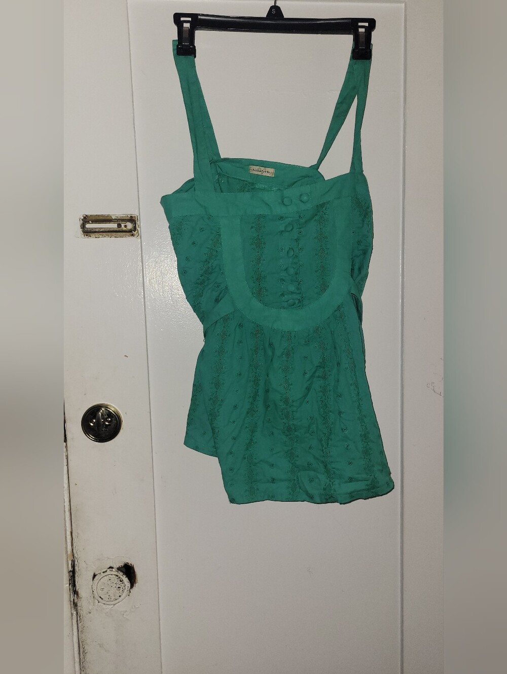 Embroidered Teal Green Camisole with Button Front